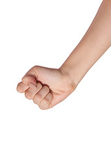 Image showing Female hand with a clenched fist isolated