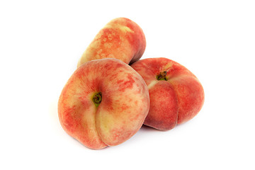Image showing Three ripe fig peach on white