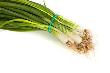 Image showing Fresh scallions isolated on white