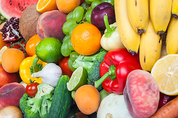 Image showing Huge group of fresh vegetables and fruits