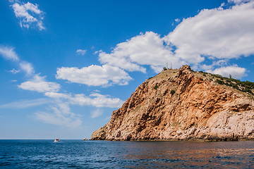 Image showing Summer view seacoast. Sudak beach. Black Sea, Ukraine