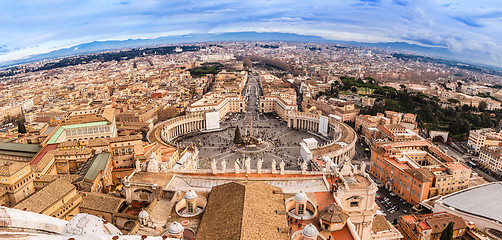 Image showing Rome, Italy. Famous Saint Peter's Square in Vatican and aerial v