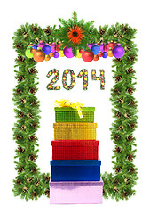 Image showing Christmas card with a christmas ornamen 2014