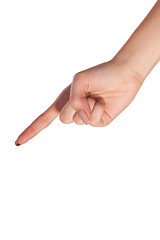 Image showing Woman index finger on a white background