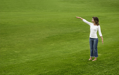 Image showing Woman on a green meadow