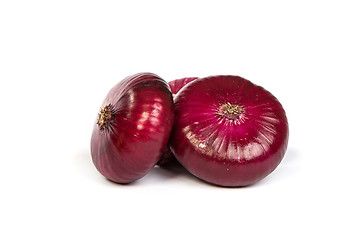 Image showing Group of a red onions, isolated on white