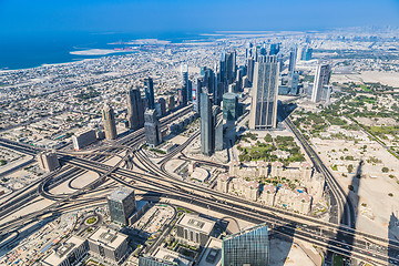 Image showing Dubai downtown. East, United Arab Emirates architecture. Aerial 