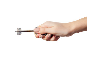 Image showing Female hand holding a key to the house