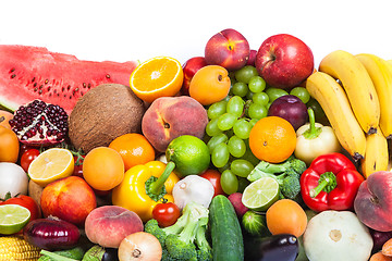 Image showing Huge group of fresh vegetables and fruits