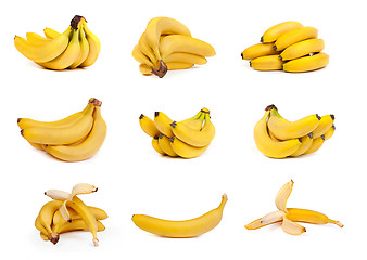 Image showing Set of  bunch of bananas isolated