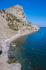 Image showing Summer view seacoast. Sudak beach. Black Sea, Ukraine