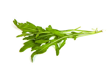 Image showing Arugula/rucola  fresh heap leaf on white