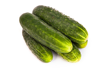 Image showing Fresh Cucumbers on white