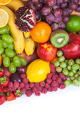 Image showing Huge group of fresh fruits isolated on a white background.