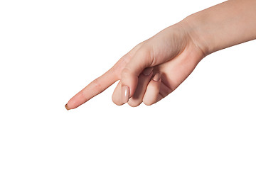 Image showing Female index finger on a white background