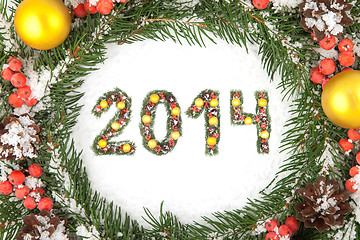Image showing Christmas card with a christmas ornamen 2014