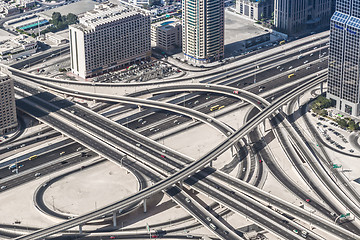 Image showing Dubai downtown. East, United Arab Emirates architecture. Aerial 