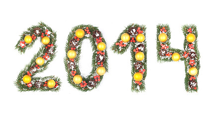 Image showing 2014 number written by christmas tree branches