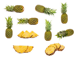 Image showing set of pineapples isolated on white
