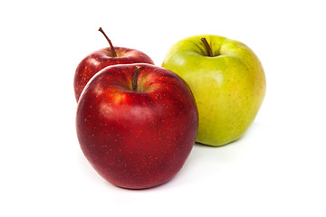 Image showing A shiny red and green apples isolated on white