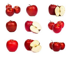 Image showing set of shiny red apples isolated on white