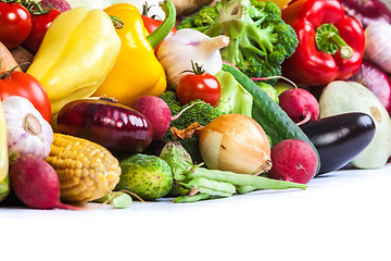 Image showing Group of fresh vegetables isolated on a white background