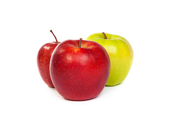 Image showing A shiny red and green apples isolated on white