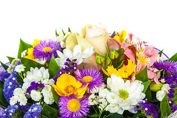 Image showing spring flowers background on white background