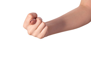 Image showing Hand is showing a fig sign isolated on white