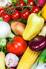 Image showing Group of fresh vegetables isolated on a white background
