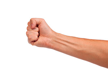 Image showing Males hand with a clenched fist isolated