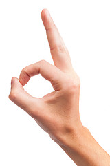 Image showing Hand  is showing OK sign isolated on white