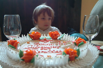 Image showing girl and fancy cake