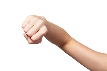 Image showing Female hand with a clenched fist isolated