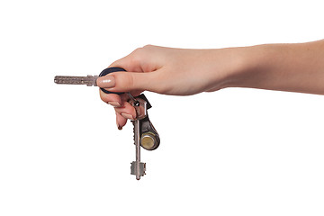 Image showing Female hand holding a key to the house