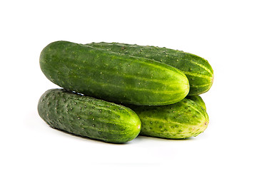 Image showing Five Fresh Cucumbers isolated on white