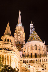 Image showing Fisherman's bastion night view, Budapest, Hungary