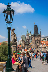 Image showing Karlov or charles bridge in Prague in summer