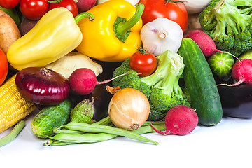 Image showing Group of fresh vegetables isolated on a white background