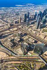 Image showing Dubai downtown. East, United Arab Emirates architecture. Aerial 