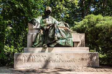 Image showing statue of Anonymus in Budapest