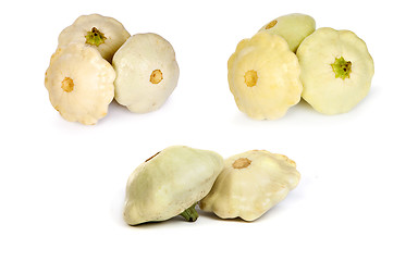 Image showing set of White Pattypan Squashes isolated on white