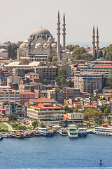 Image showing Istanbul New Mosque and Ships, Turkey