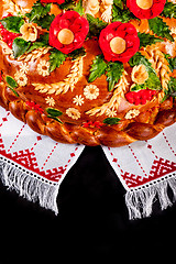 Image showing Ukrainian festive bakery Holiday Bread on black