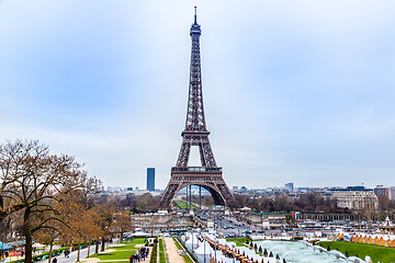 Image showing Eiffel Tower in Paris France on a beautiful sunny day