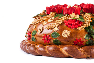 Image showing Ukrainian festive bakery Holiday Bread on white