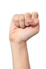 Image showing Female hand with a clenched fist isolated