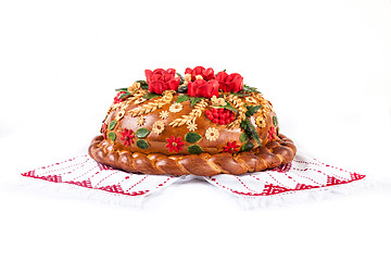 Image showing Ukrainian festive bakery Holiday Bread on white