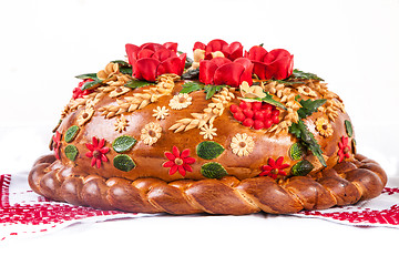 Image showing Ukrainian festive bakery Holiday Bread on white