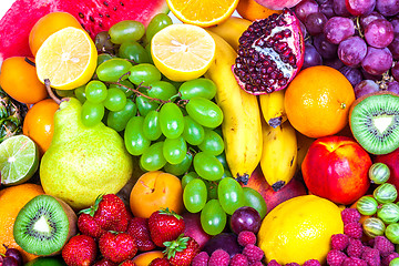 Image showing Huge group of fresh fruits